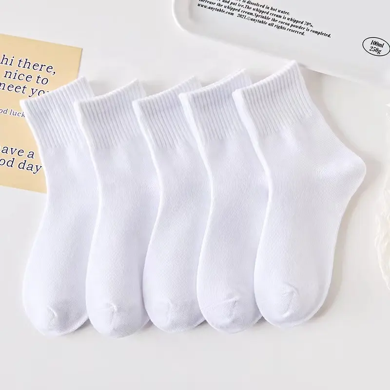 Hot Selling Hochwertige Kinder 100% Baumwolle Schüler Schul socken Soft Cosy Sports Pure White Kids Socken