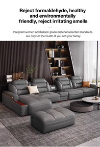 लक्जरी आधुनिक चमड़े के अनुभागीय सोफे बिस्तर परिवर्तनीय कोने लाउंज सोफे सेट विस्तारित डिजाइन समकालीन टिकाऊ लिविंग रूम - Product Image 3