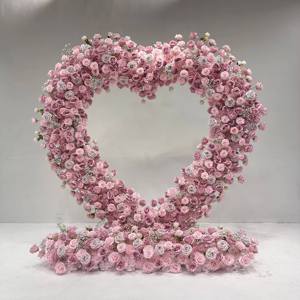 Sfondi per Archi Floreali Artificiali a Forma di Cuore di Alta Qualità, Archi Floreali Nuziali a Forma di Cuore con Rose Rosse all'Ingrosso - Product Image 2