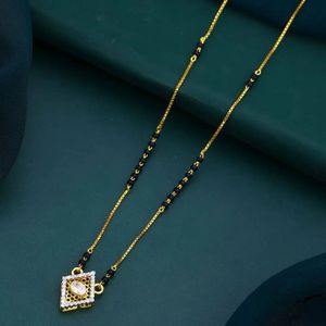 Square Solitaire Mangalsutra for Women Elegant Traditional <b>Indian</b> <b>Jewellery</b> Bridal Wedding Ethnic Fashion Necklace Accessory - Product Image 3