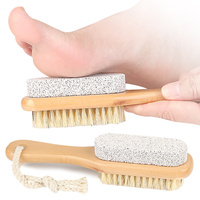 Râpe à pieds en bois double face, à grains grossiers et fins, avec têtes rondes et manche en bois, brosse exfoliante pour pédicure, outil de soin des pieds