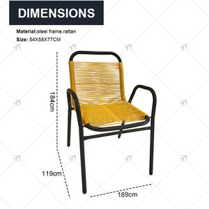 Jardín al aire libre Marco <span class=keywords><strong>de</strong></span> acero Moda Barato Ocio Muebles al aire libre Respaldo alto Patio Ratán Mimbre Comedor Silla <span class=keywords><strong>de</strong></span> jardín - Product Image 3