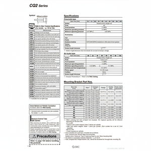 Vérin CDQ2B25-50DCMZ compact SMC Pneumatics - Product Image 1