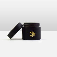 Pot en verre noir mat anti-odeur et anti-enfants de 3,5 g, pot en verre UV noir, emballage en verre givré noir pour fleurs