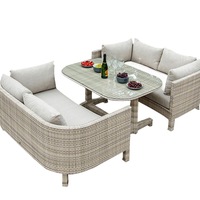 Ensemble de canapé de jardin modulaire moderne en rotin plastique durable et imperméable, 3 pièces