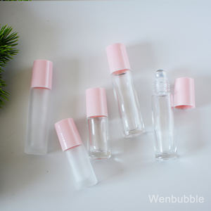 Grosir 5ml 10ml botol rol parfum minyak esensial kaca merah muda bening buram pada - Product Image 2