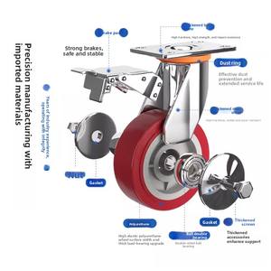 <span class=keywords><strong>Roue</strong></span> universelle en polyuréthane, 3 pouces, 4 pouces, 5 pouces, moyenne, double <span class=keywords><strong>axe</strong></span>, <span class=keywords><strong>avec</strong></span> frein, pour chariot à main - Product Image 2