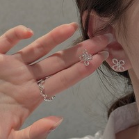 Ada Schmuck S925 Sterling Silber Pendientes De Joyeria Fina Koreanische Trendige Modische Damen Einfache Blumen-Ohrstecker