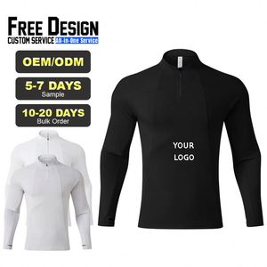 เสื้อยืดแขนยาวแบบคอตั้งครึ่งซิป น้ำหนัก 235 กรัม ผลิตตามแบบ OEM/ODM สำหรับผู้ชายและผู้หญิง ผลิตจากโพลีเอสเตอร์ 90% และสแปนเด็กซ์ 10% - Product Image 1