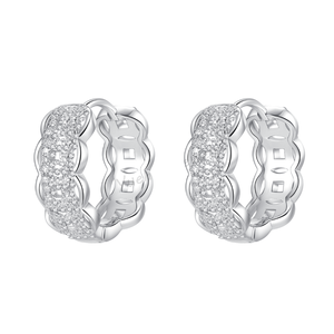 VVS D Color Moissanite <b>Hoop</b> Huggie Earrings 925 <b>Sterling</b> <b>Silver</b> 18K White Gold Plated Brilliant Cut Iced Cluster Jewelry women - Product Image 1