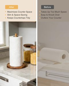 Wooden Eco-Friendly Detachable Standing Paper Towel Roll <b>Stand</b> Countertop Rustic Farmhouse Cottagecore Decor Kitchen Essential - Product Image 4