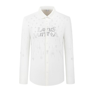 Camicia da Uomo Primaverile Casual a Maniche Lunghe, Antipiega, Senza Stiratura, con Motivo Geometrico, in Tessuto Twill Senza Cuciture 100% Cotone - Product Image 5