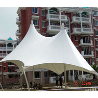 Vente chaude 10X10m Outdoor Hotel Resort Pvc Loisirs Toile Ronde Membrane Structure Parasol Auvent Tente
