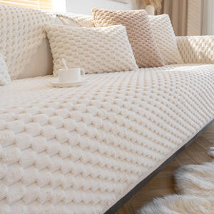 Fundas de Cojín de Felpa para Sofá de Invierno, Acolchadas y Gruesas, en Beige, Blanco y Gris, para Muebles de Sala de Estar, de Poliéster Chenille - Product Image 1