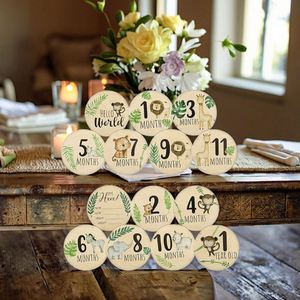 Wholesale Wooden Baby Milestone Carved <b>Memorial</b> Wood Piece Welcome Newborn Photography Props Month Round <b>Card</b> - Product Image 1