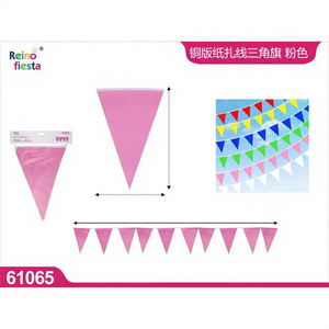 10 Pezzi Bandierine Triangolari Rosa 3M in Carta Patinata, Striscione per Decorazioni Feste ed Eventi, Modello Peiyong 61065 - Product Image 1