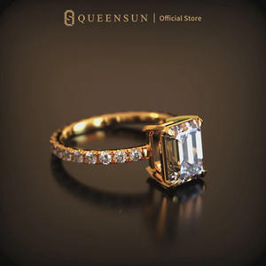 QUEENSUN5 Verlobungs-, Hochzeits- oder Jubiläums-Geschenkring aus 18-karätigem Gelbgold mit IGI-zertifiziertem, im Labor gezüchtetem Diamanten im klassischen Smaragdschliff für Partys - Product Image 2
