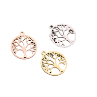 Pendentif Arbre de Vie Creux Circulaire Chuangfs, Meilleure Vente, Acier Inoxydable Poli Miroir pour Bijoux DIY, 18*20mm