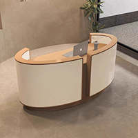 Comptoir de bar demi-rond minimaliste moderne, bureau de réception circulaire pour salon de manucure et salon de beauté
