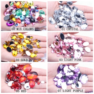 Vente en gros usine de <span class=keywords><strong>strass</strong></span> en acrylique cristal à dos plat à <span class=keywords><strong>coller</strong></span>, 200 pièces, tailles mixtes, forme ovale, facettes Earth, pour vêtements, chaussures, ongles - Product Image 4
