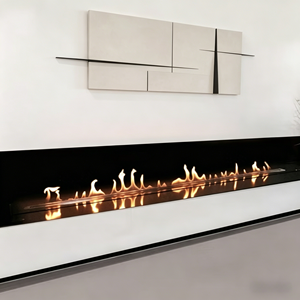 <span class=keywords><strong>Cheminée</strong></span> murale moderne à éthanol, flamme réelle, brûleur réglable, <span class=keywords><strong>protection</strong></span> de sécurité pour salon, chambre, hall d'hôtel, villa - Product Image 1