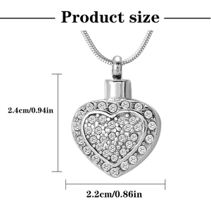 Joyería de cremación, collar de ceniza de hueso en forma de corazón de cristal de acero inoxidable, COLLAR COLGANTE de joyería de recuerdo conmemorativo - Product Image 2