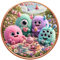Pièce de monnaie en cuivre pur 999 de 5 oz, couleur cuivre, série de dessins animés animaux en relief, petite série monstres, édition collector UV 3D