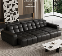 Ensemble de canapé-lit sectionnel électrique moderne en cuir véritable, trois places, modulaire, pieds en acier inoxydable, installation facile