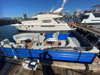 Bateau ponton de luxe en aluminium de 6,4 m (21 pieds) à moteur diesel hors-bord haute vitesse, entièrement soudé, avec toit Bimini, pour loisirs, pêche et fêtes