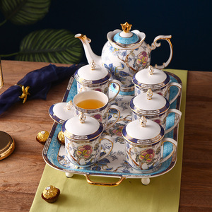 Service à thé complet en porcelaine fine écologique de style chinois moderne et luxueux, avec théière à eau froide, tasses à thé, couvercles et coffret cadeau - Product Image 2
