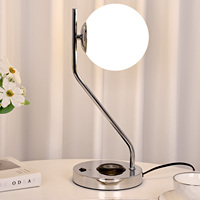 Lampe de bureau LED moderne avec abat-jour en verre bleu blanc Chargeur sans fil pour salle de lecture Chambre à coucher Hôtel-Lampes de table électriques