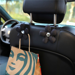 <b>Car</b> Headrest Hooks Floral Design Black With Crystal <b>For</b> Seat Backs <b>Car</b> Interior Decoration <b>Accessories</b> <b>For</b> <b>Women</b> - Product Image 5