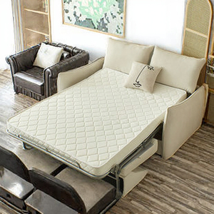 Juego de Cama Inteligente Moderno Gerfenii, Gris Oscuro, Extensible, Colchón de Esponja de Alta Densidad, Reclinable, Cuero Genuino, para Hotel/Apartamento - Product Image 1