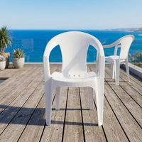 Chaise de salle à manger moderne en plastique blanc avec accoudoirs - Portable, imperméable, utilisation en extérieur/intérieur pour la maison, le bureau, l'hôtel