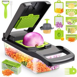 Hachoir à légumes multifonctionnel haut de gamme avec poignée, râpe à aliments, trancheuse à légumes, coupe-légumes de cuisine, hachoir à ail - Product Image 4