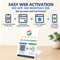 Support NFC Google Review avec puce préprogrammée, panneau de comptoir en PVC, affichage de code QR pour demande de commentaires numériques, conception étanche pour