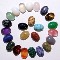 Geometris Oval Cabochon batu kristal alami datar belakang untuk membuat perhiasan minimalis DIY liontin cincin perlengkapan