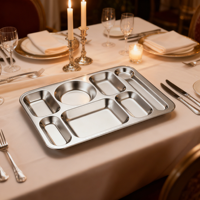 Plateau repas à 6 compartiments en acier inoxydable pour cantine scolaire, restaurant, hôtel