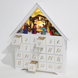 <strong>European</strong> Wooden <strong>Christmas</strong> Advent Calendar LED Nativity Scene White House 24 Days <strong>Christmas</strong> Surprise Gifts Box Home Decoration - Product Image 6