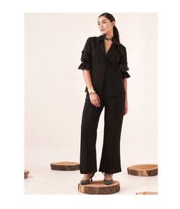 เสื้อเบลเซอร์แขนสั้นทรงเข้ารูปสำหรับผู้หญิง ผ้าคอตตอนผสม ระบายอากาศได้ดี เหมาะสำหรับใส่ทำงานในฤดูร้อน สไตล์ลำลอง - Product Image 4