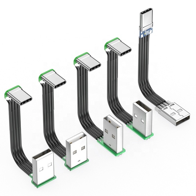 Factory Elbow Angled USB Type a Male to 90 Degree Angled Type C Flat Ribbon Low Profile Data Extension Cable