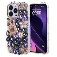 Coques de téléphone KINGSOUL Pro Max Full Diamond TPU+PC+Verre antichoc avec anneau magnétique et paillettes pour modèles 13/14/15, fixation rapide