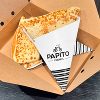 Boîte à crêpes personnalisée, écologique, biodégradable, de qualité alimentaire, avec logo gaufré mat, pour crêpes chaudes, pour crêperie