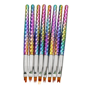 Pinceau à ongles en gel ombré, motif floral en forme de pétale, manche en plastique, virole en aluminium, poils en nylon, pour peinture dégradée, pinceau de manucure professionnel - Product Image 2
