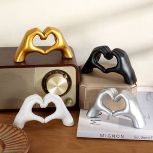 Modern Resin Heart Hand Gesture Sculpture Love Figurine for Home Desktop Decor - Product Image 1