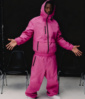 Ensemble de survêtement streetwear avec lignes réfléchissantes, coupe ample, en nylon ripstop, veste coupe-vent et pantalon de jogging