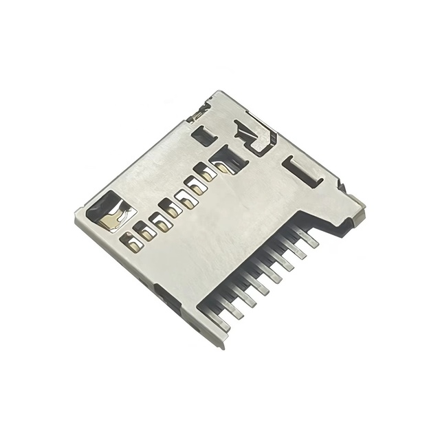 Micro SD TF Card Socket Connector Push-Push SMD SMT 8 Pin Stainless Steel Shell LCP Body Copper Alloy Contact Detection PCB