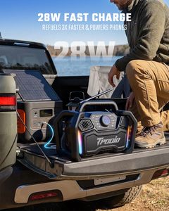 Rugged Jobsite BT Speaker 160W 120dB Loud, FM Radio, IPX6 Waterproof | 24H Battery, 28W PD Fast Charge 2.5H, Heavy Duty TPODIO S - Product Image 5