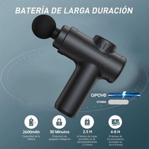 Pistola de Masaje Inalámbrica con Calor y Vibración de Percusión para Tejido Profundo, 4 Cabezales, Control de Velocidad para Cuerpo, Piernas, Manos, Cuello, Pies, Brazos y Cabeza - 4-6H - Product Image 2