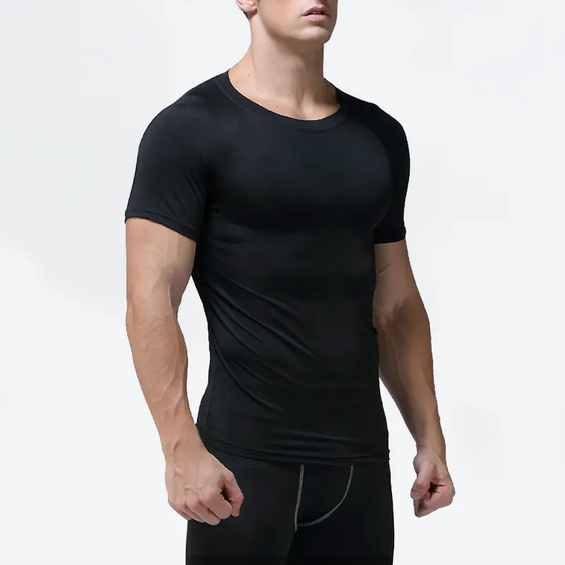 Kaus Pria Hitam Kosong Kualitas Tinggi Pakaian Kustom Grosir Cetak Logo Label Pribadi Pakaian Gym untuk Pria